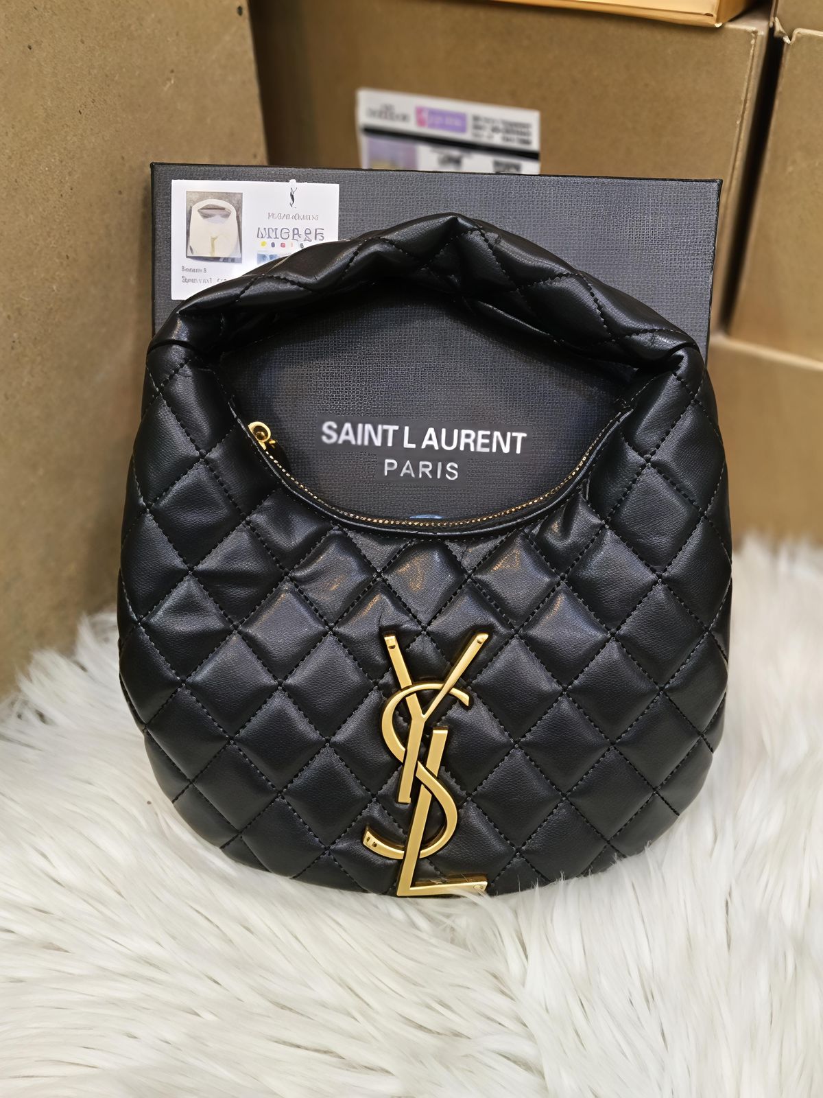 Saint Laurent YSL Icarino in Quilted Nappa Hortensia