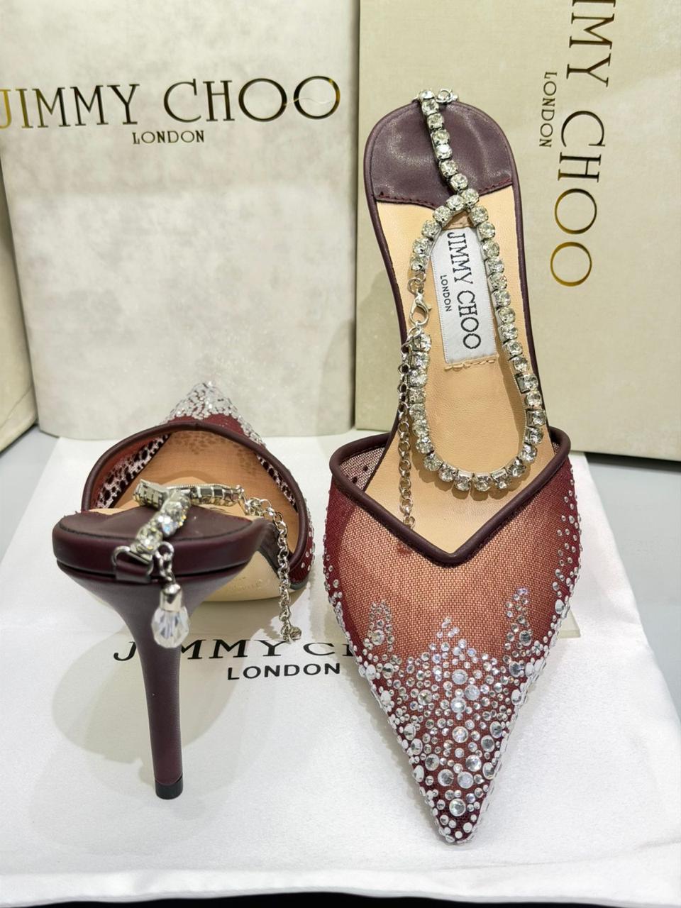 Jimmy Choo Saeda 100 Crystal Mesh Pumps With A Crystal Ankle Bracelet Strap - Image 11