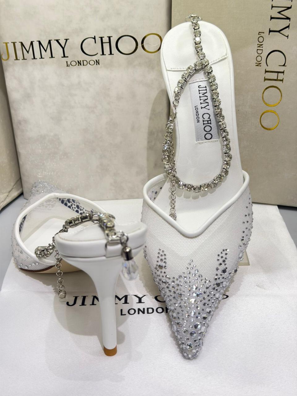 Jimmy Choo Saeda 100 Crystal Mesh Pumps With A Crystal Ankle Bracelet Strap - Image 10
